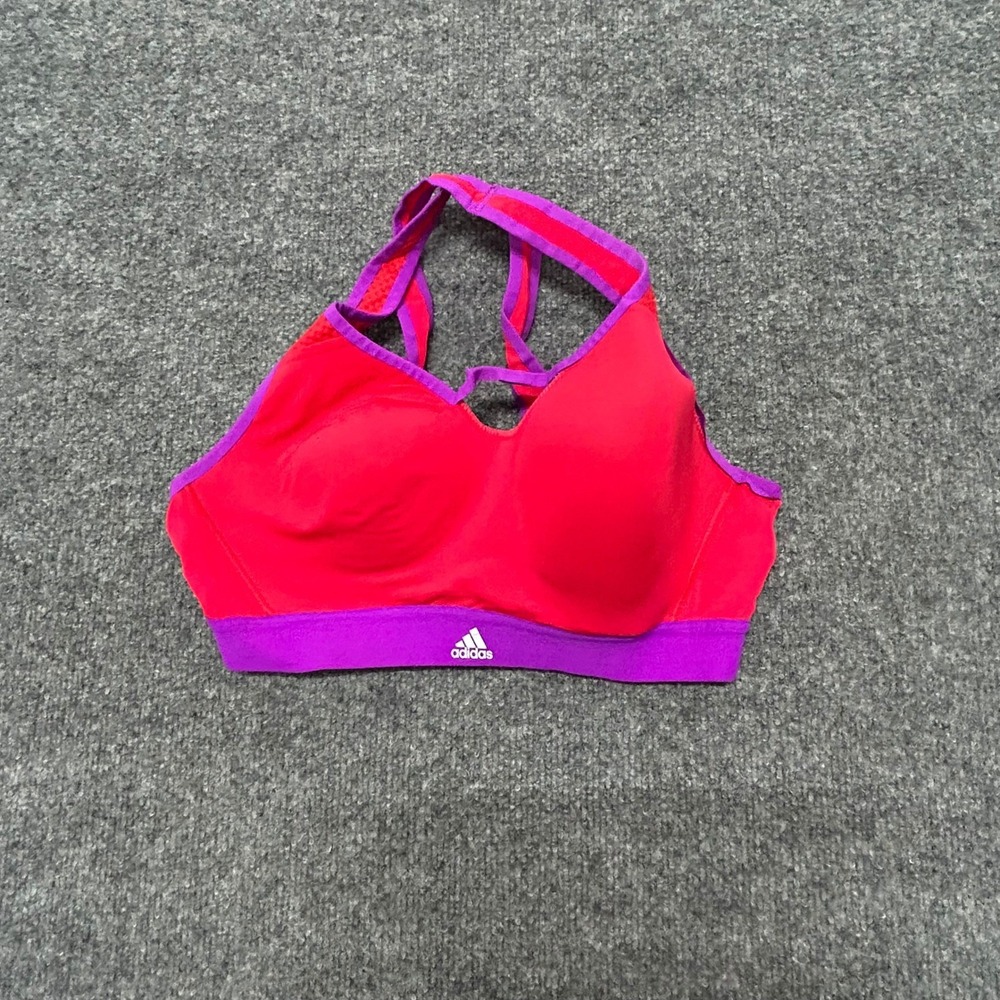 Adidas Sports Bra Womens Size S Red Purple Padded Crossback Mesh Athletic Gym